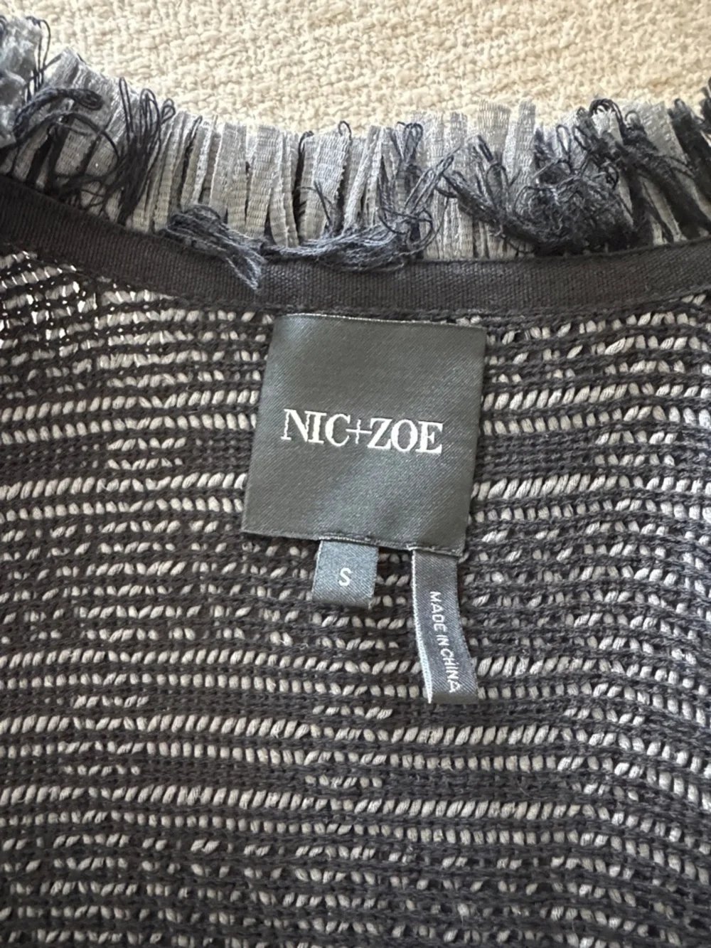 NIC+ZOE Gray Fringe Open-Front Knit Cardigan - Picture 2 of 5